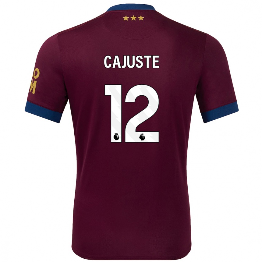 Kids Football Jens Cajuste #12 Brown Away Jersey 2024/25 T-Shirt Za