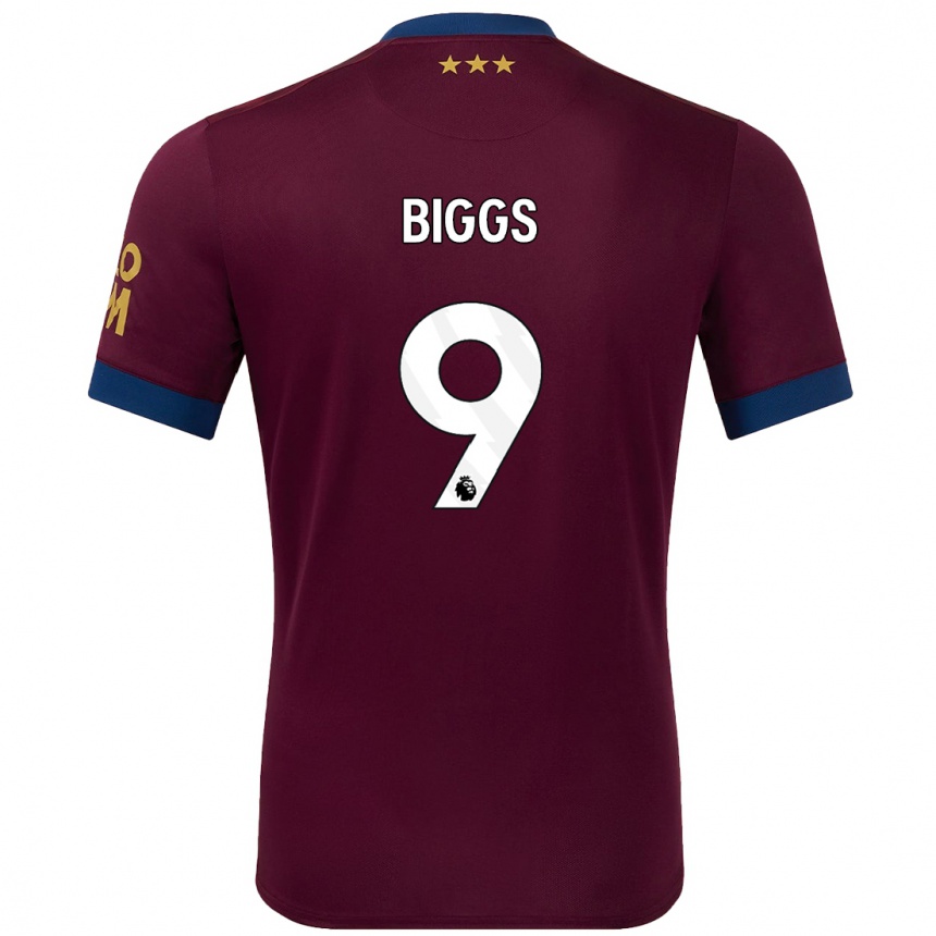 Kids Football Maddie Biggs #9 Brown Away Jersey 2024/25 T-Shirt Za