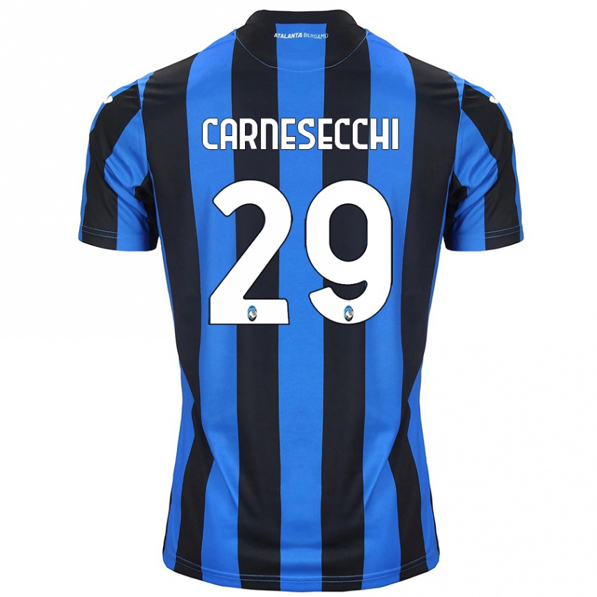 Men Football Marco Carnesecchi #29 Blue Black Home Jersey 2024/25 T-Shirt Za