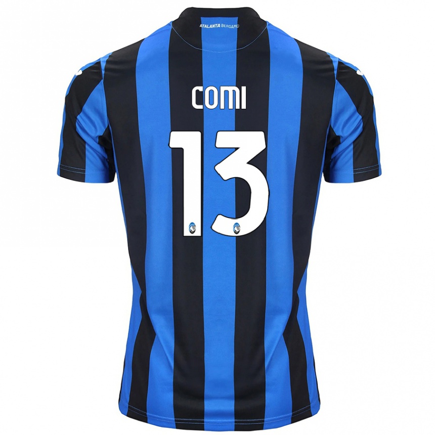 Men Football Pietro Comi #13 Blue Black Home Jersey 2024/25 T-Shirt Za