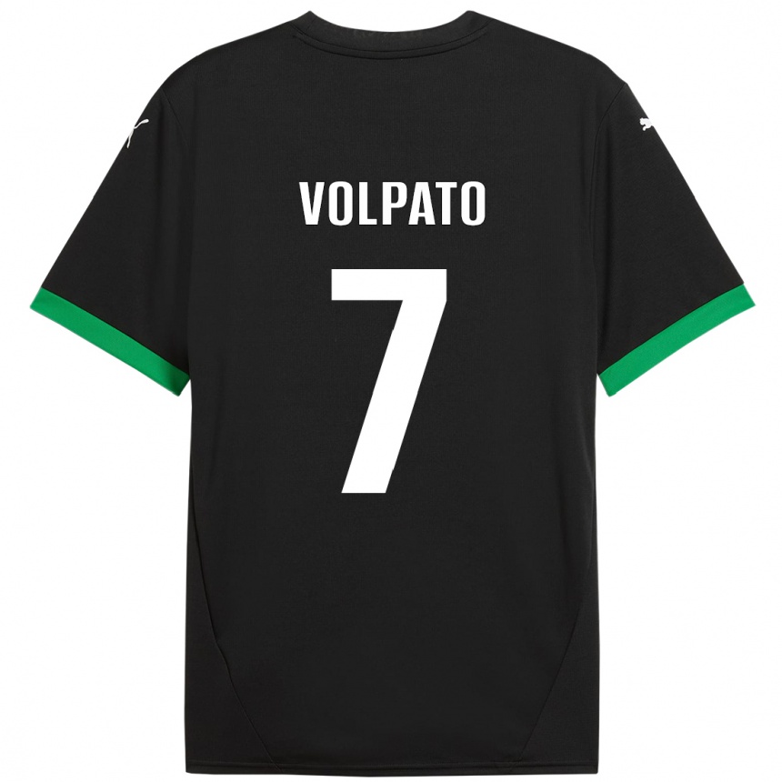 Men Football Cristian Volpato #7 Black Dark Green Home Jersey 2024/25 T-Shirt Za