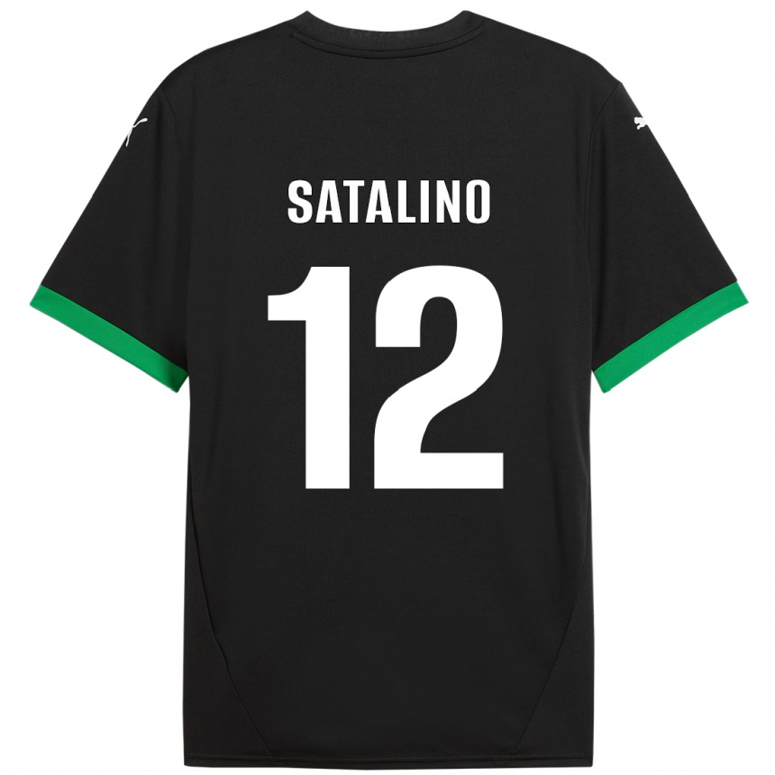 Men Football Giacomo Satalino #12 Black Dark Green Home Jersey 2024/25 T-Shirt Za