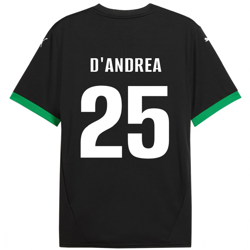 Men Football Luca D'andrea #25 Black Dark Green Home Jersey 2024/25 T-Shirt Za