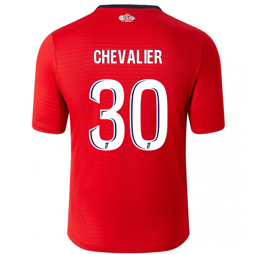 Men Football Lucas Chevalier #30 Red White Home Jersey 2024/25 T-Shirt Za