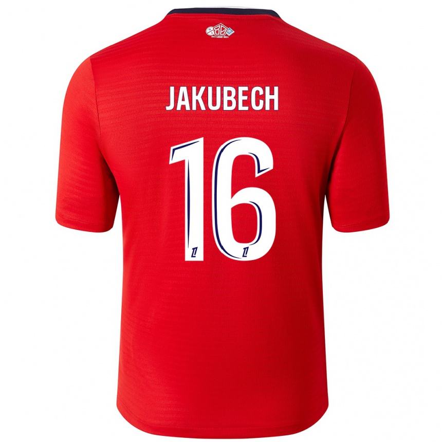 Men Football Adam Jakubech #16 Red White Home Jersey 2024/25 T-Shirt Za