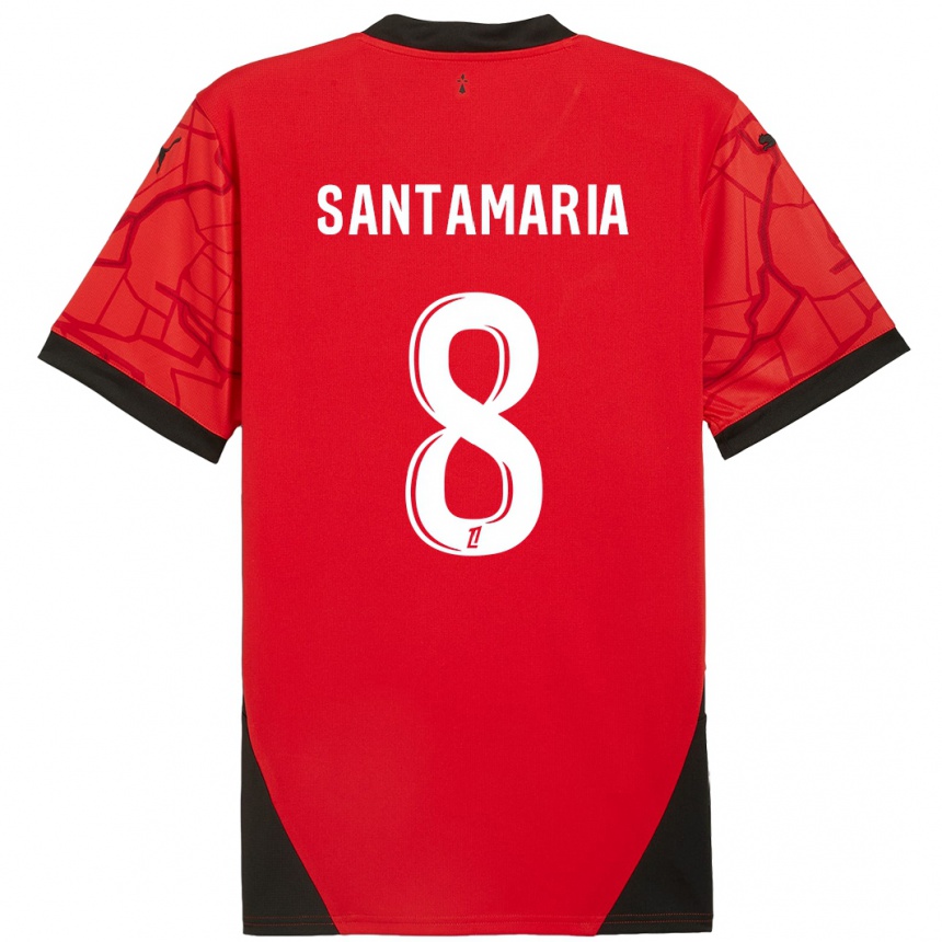 Men Football Baptiste Santamaria #8 Red Black Home Jersey 2024/25 T-Shirt Za