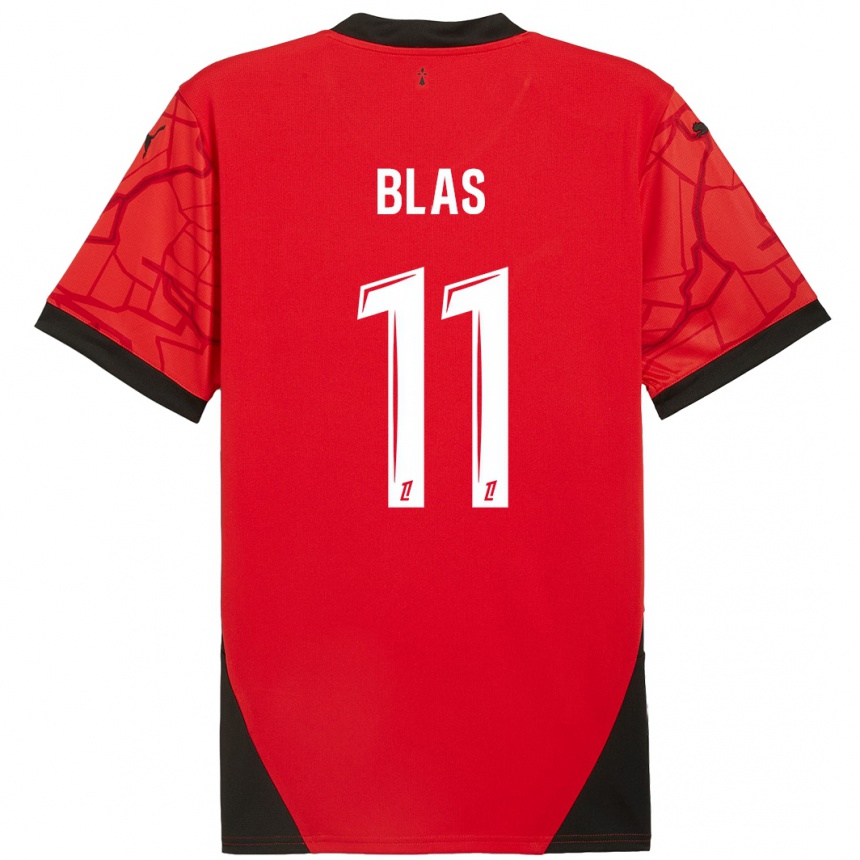 Men Football Ludovic Blas #11 Red Black Home Jersey 2024/25 T-Shirt Za