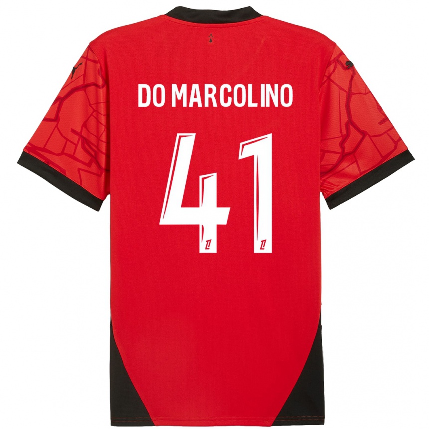 Men Football Alan Do Marcolino #41 Red Black Home Jersey 2024/25 T-Shirt Za