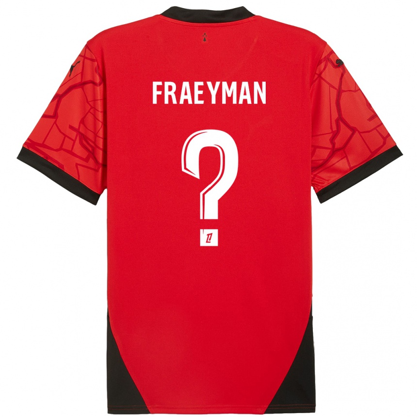 Men Football Dorian Fraeyman #0 Red Black Home Jersey 2024/25 T-Shirt Za