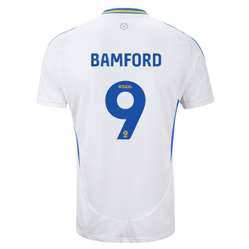 Men Football Patrick Bamford #9 White Blue Home Jersey 2024/25 T-Shirt Za