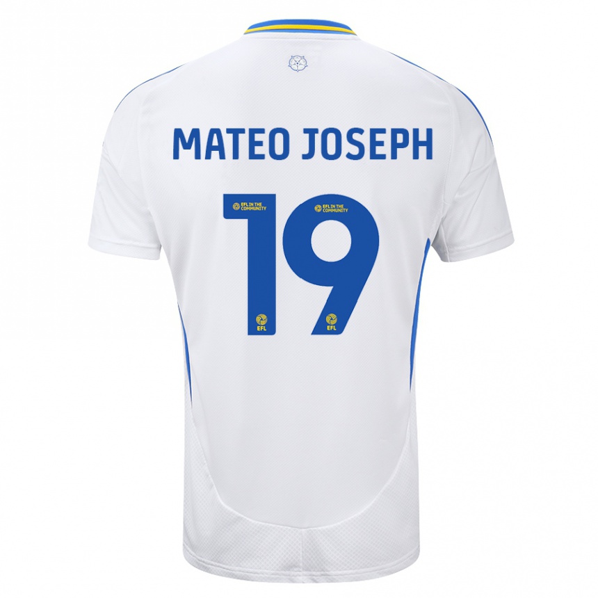 Men Football Mateo Joseph #19 White Blue Home Jersey 2024/25 T-Shirt Za