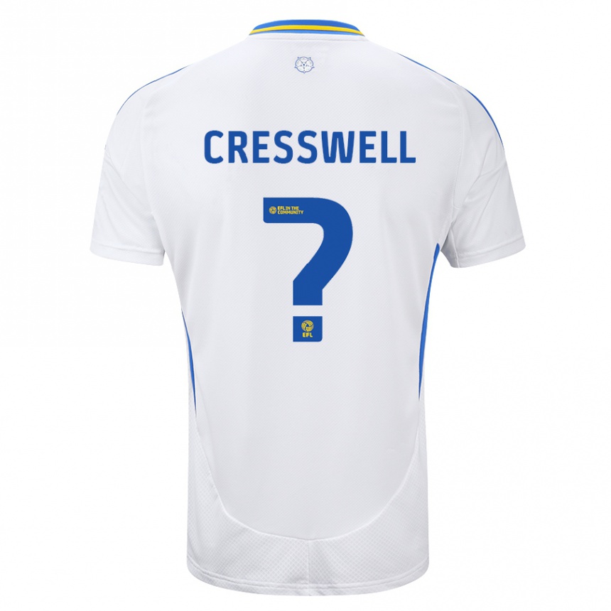 Men Football Alfie Cresswell #0 White Blue Home Jersey 2024/25 T-Shirt Za