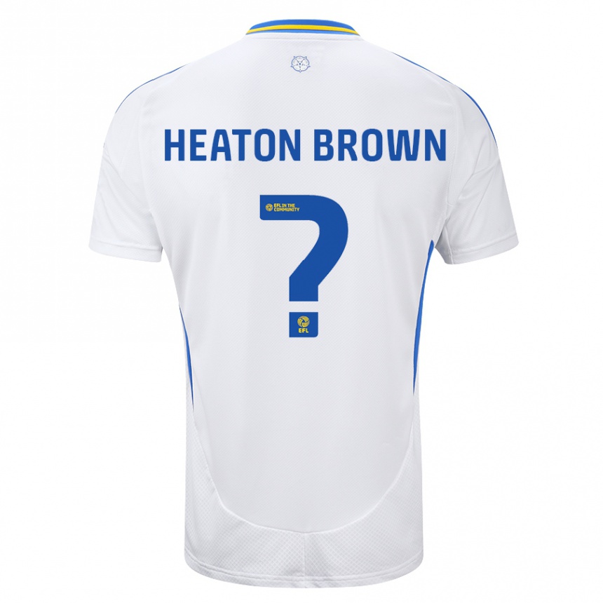 Men Football Heaton Brown #0 White Blue Home Jersey 2024/25 T-Shirt Za