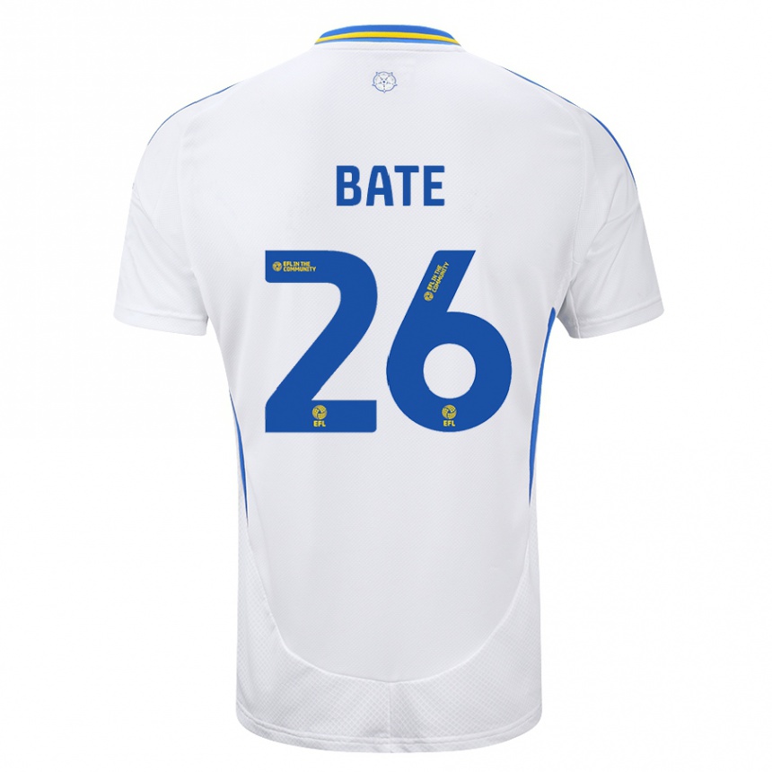 Men Football Lewis Bate #26 White Blue Home Jersey 2024/25 T-Shirt Za