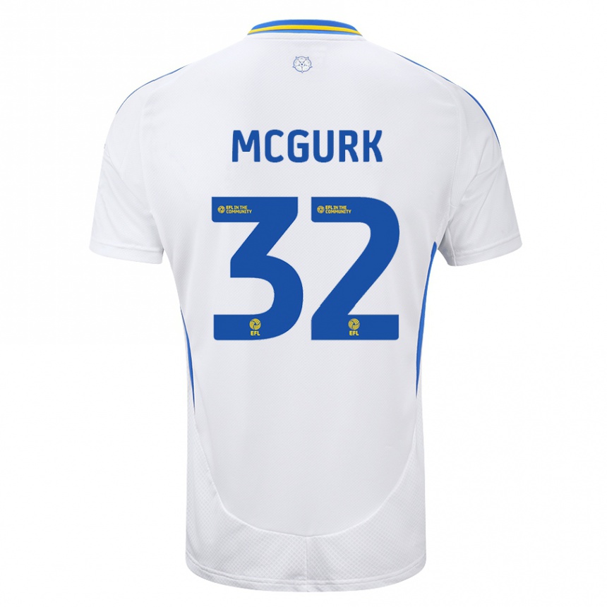 Men Football Sean Mcgurk #32 White Blue Home Jersey 2024/25 T-Shirt Za