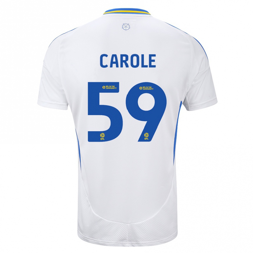 Men Football Keenan Carole #59 White Blue Home Jersey 2024/25 T-Shirt Za