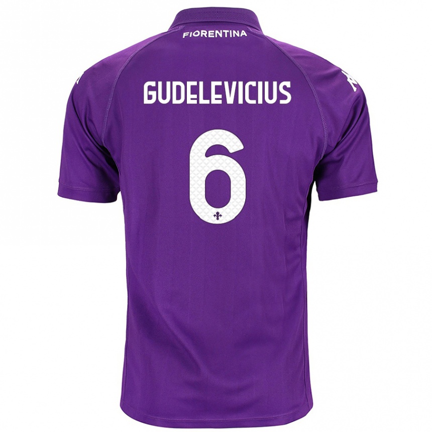 Men Football Ernestas Gudelevicius #6 Purple Home Jersey 2024/25 T-Shirt Za