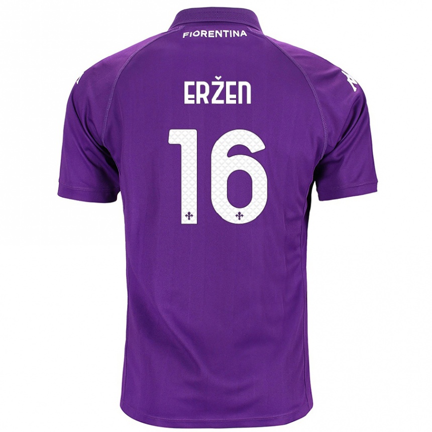 Men Football Kaja Erzen #16 Purple Home Jersey 2024/25 T-Shirt Za