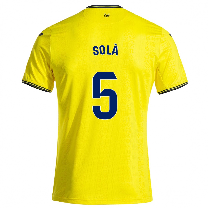 Men Football Arnau Solà #5 Yellow Black Home Jersey 2024/25 T-Shirt Za