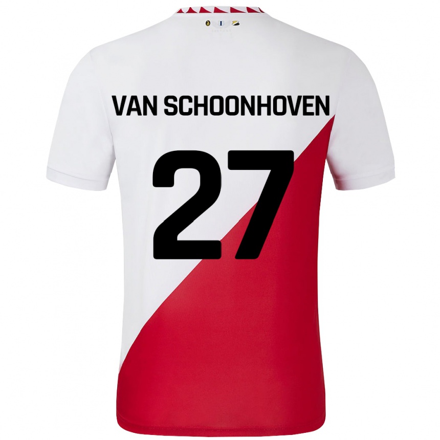 Men Football Nurija Van Schoonhoven #27 White Red Home Jersey 2024/25 T-Shirt Za