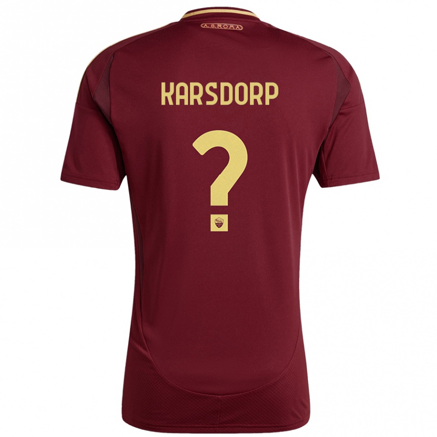 Men Football Rick Karsdorp #0 Red Brown Gold Home Jersey 2024/25 T-Shirt Za