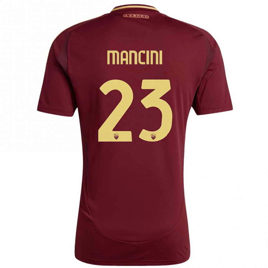 Men Football Gianluca Mancini #23 Red Brown Gold Home Jersey 2024/25 T-Shirt Za