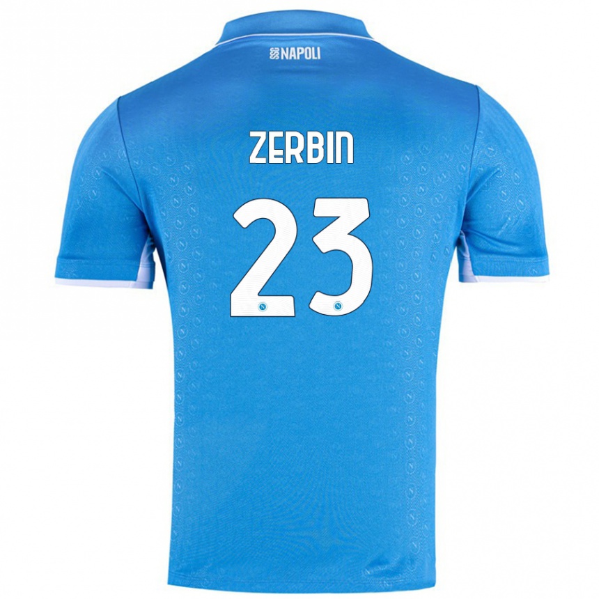 Men Football Alessio Zerbin #23 Sky Blue Home Jersey 2024/25 T-Shirt Za