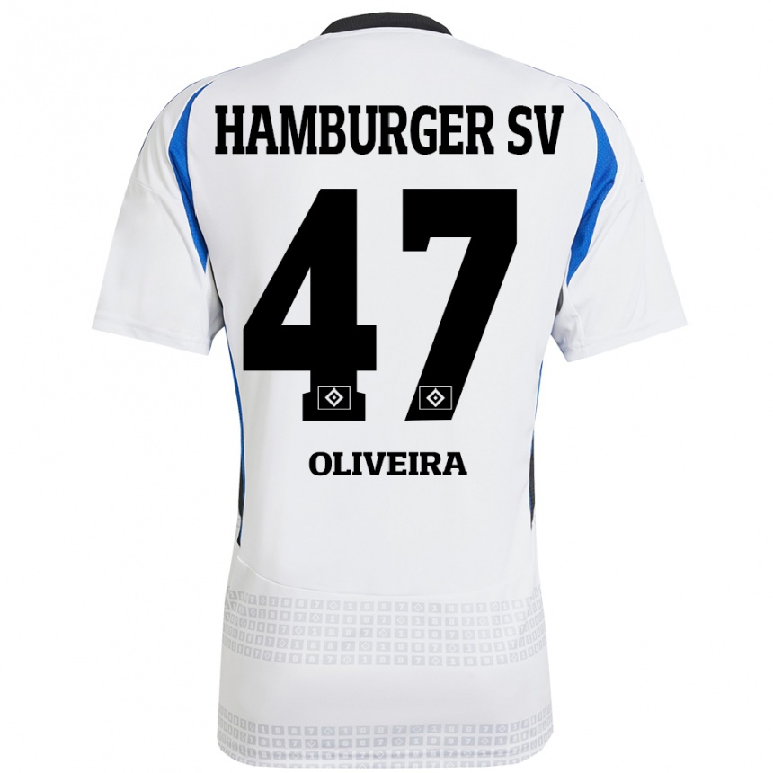 Men Football Nicolas Oliveira #47 White Blue Home Jersey 2024/25 T-Shirt Za