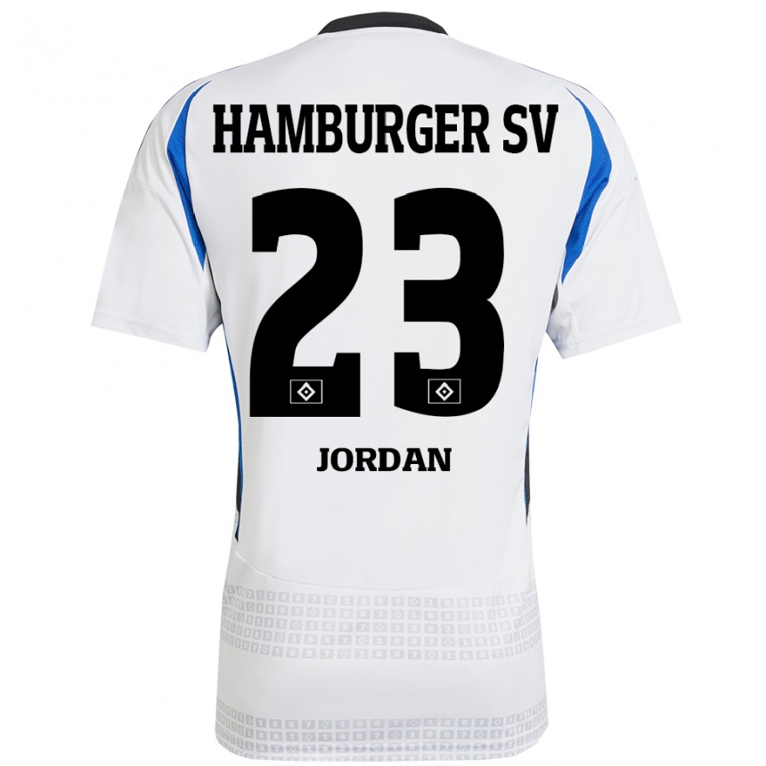 Men Football Dominik Jordan #23 White Blue Home Jersey 2024/25 T-Shirt Za