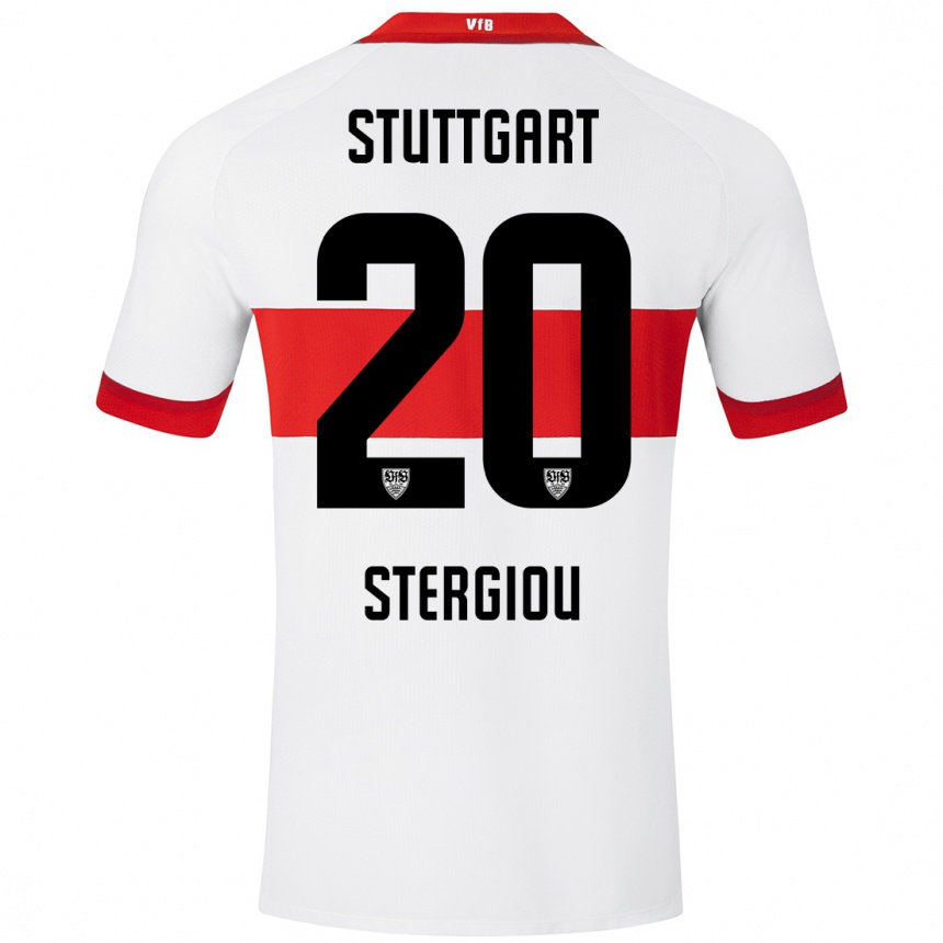 Men Football Leonidas Stergiou #20 White Red Home Jersey 2024/25 T-Shirt Za