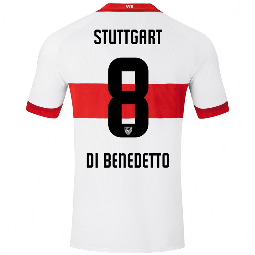 Men Football Samuele Di Benedetto #8 White Red Home Jersey 2024/25 T-Shirt Za