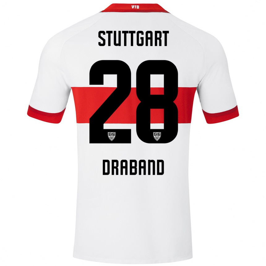 Men Football Dominik Draband #28 White Red Home Jersey 2024/25 T-Shirt Za