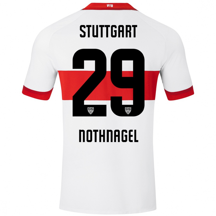 Men Football Dominik Nothnagel #29 White Red Home Jersey 2024/25 T-Shirt Za