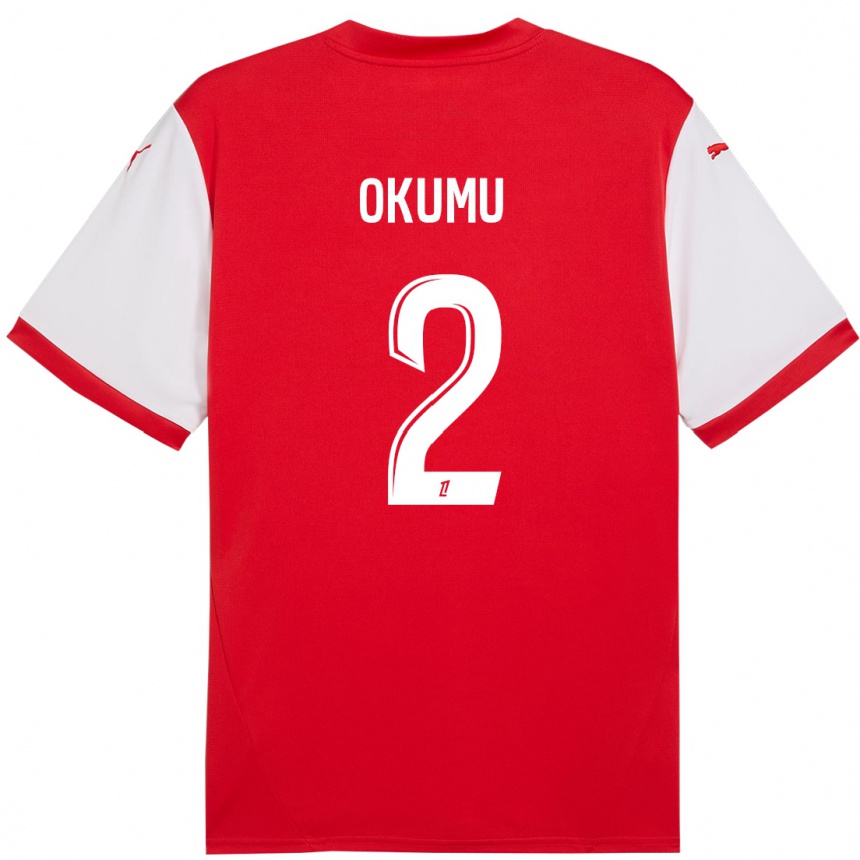 Men Football Joseph Okumu #2 Red White Home Jersey 2024/25 T-Shirt Za