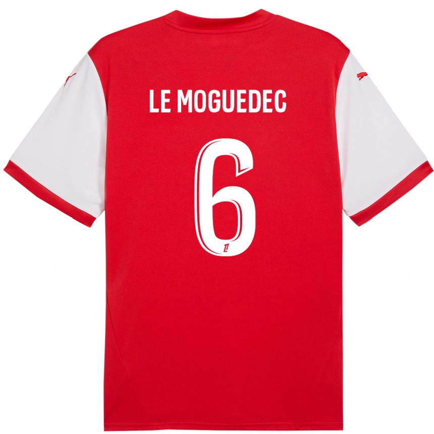 Men Football Anaële Le Moguédec #6 Red White Home Jersey 2024/25 T-Shirt Za