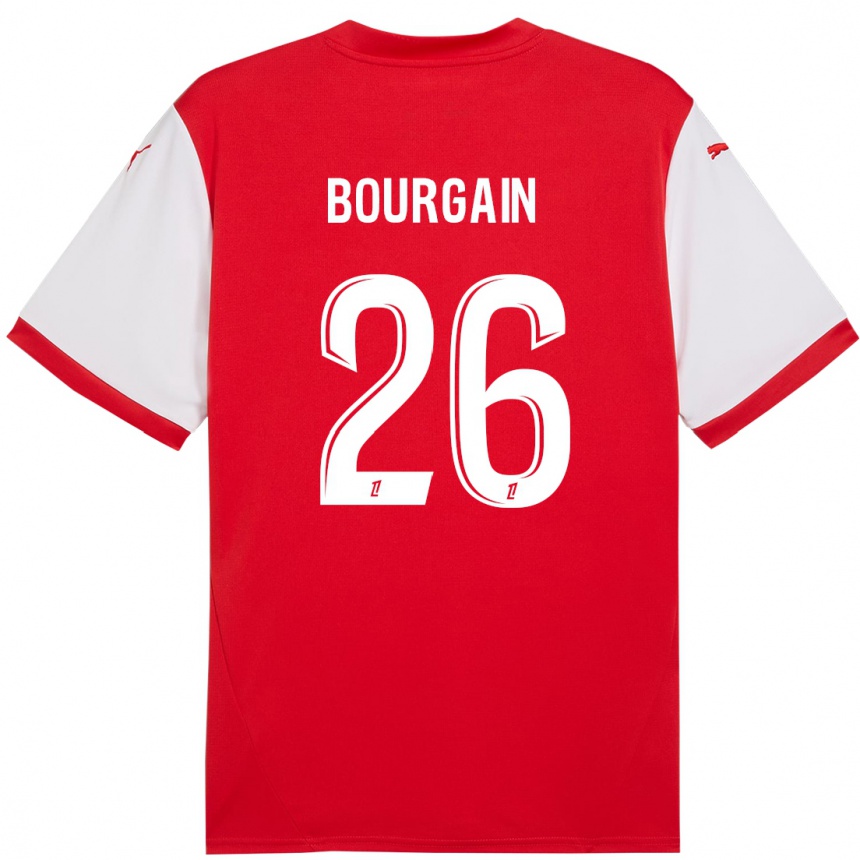 Men Football Lea Bourgain #26 Red White Home Jersey 2024/25 T-Shirt Za