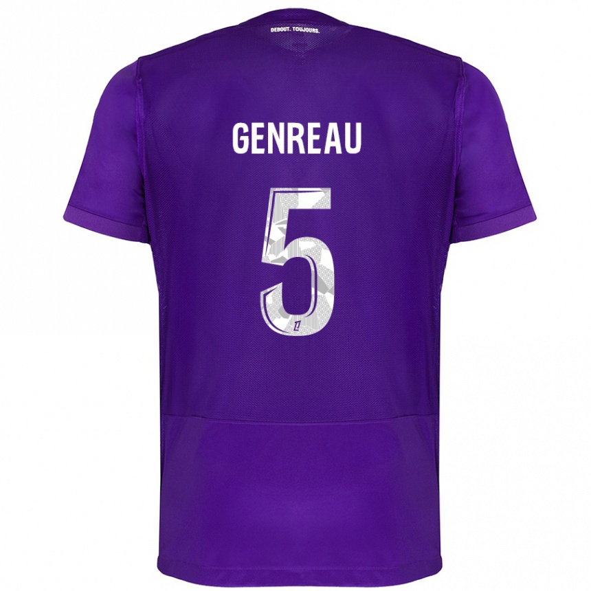 Men Football Denis Genreau #5 Purple White Home Jersey 2024/25 T-Shirt Za