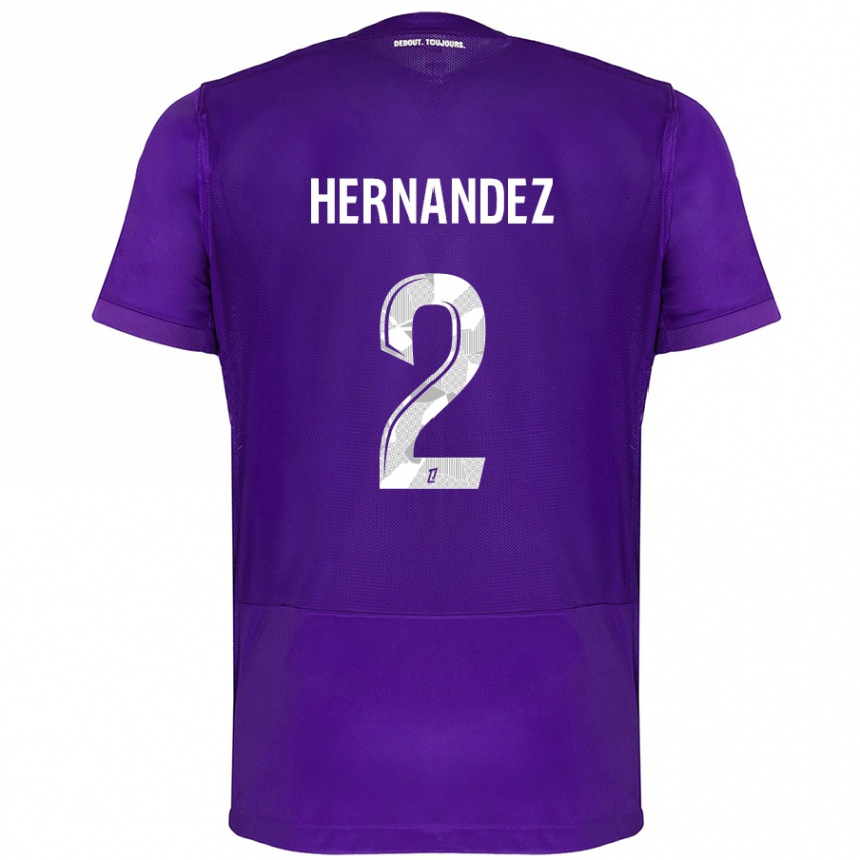 Men Football Lucie Hernandez #2 Purple White Home Jersey 2024/25 T-Shirt Za