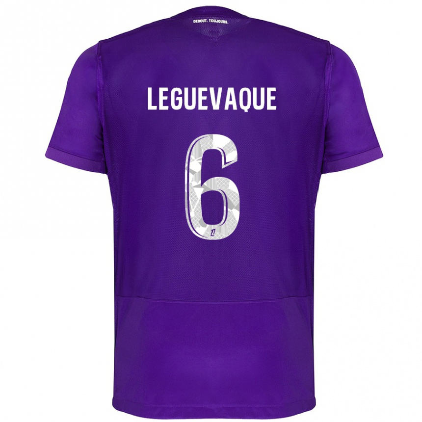 Men Football Laurie Leguevaque #6 Purple White Home Jersey 2024/25 T-Shirt Za