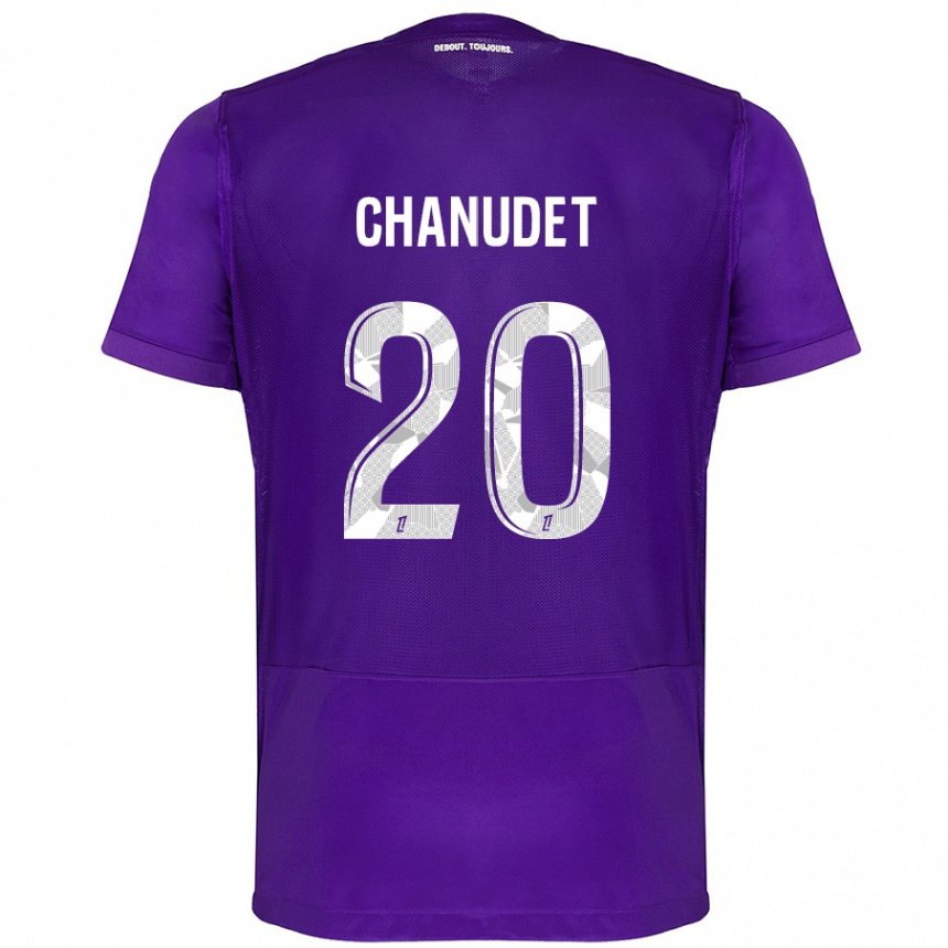 Men Football Coralie Chanudet #20 Purple White Home Jersey 2024/25 T-Shirt Za