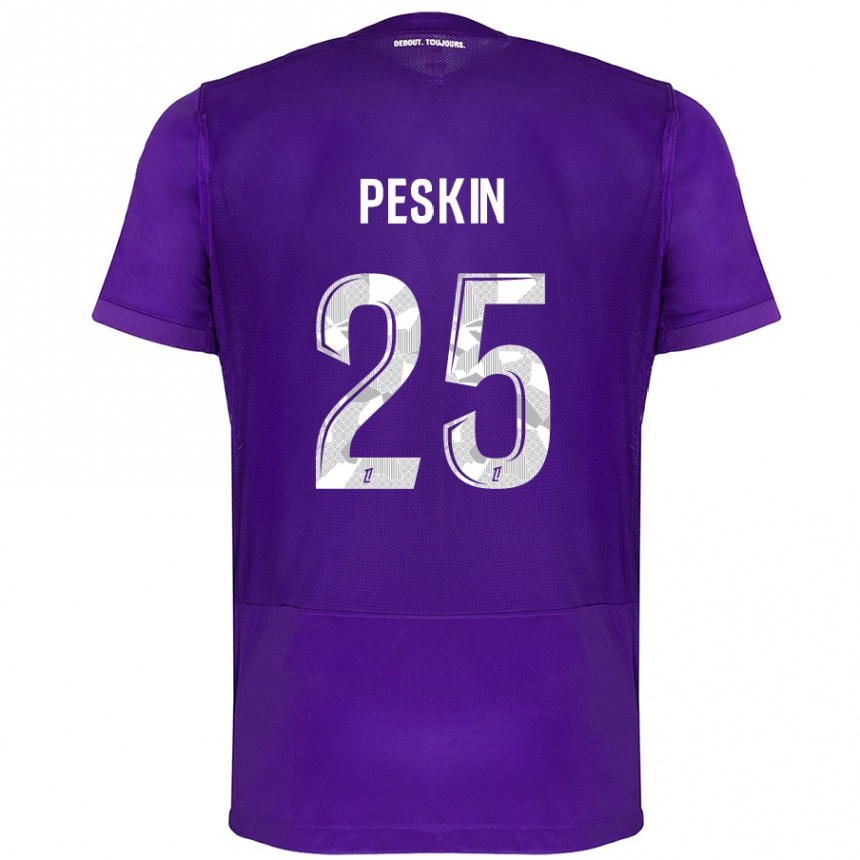 Men Football Kelso Peskin #25 Purple White Home Jersey 2024/25 T-Shirt Za