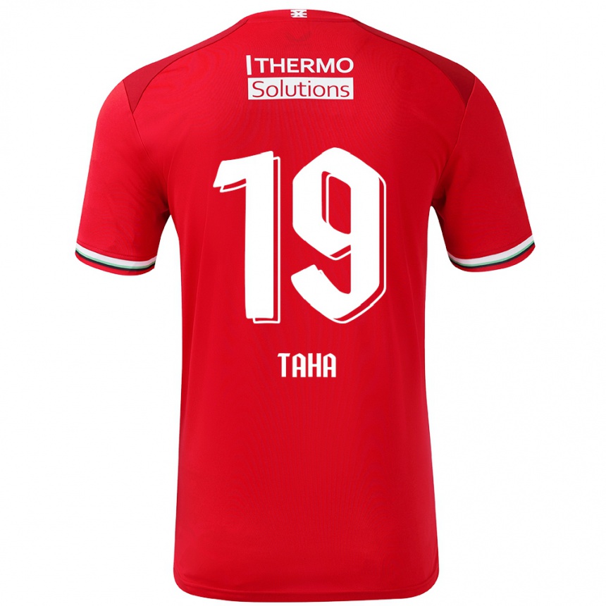 Men Football Younes Taha #19 Red White Home Jersey 2024/25 T-Shirt Za