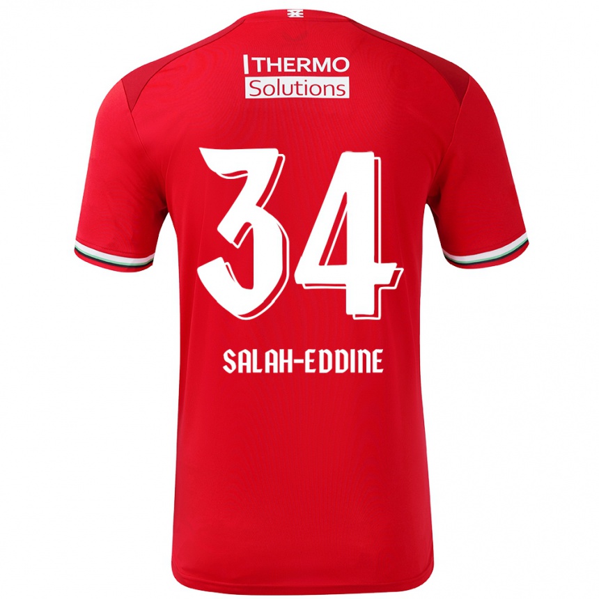 Men Football Anass Salah-Eddine #34 Red White Home Jersey 2024/25 T-Shirt Za