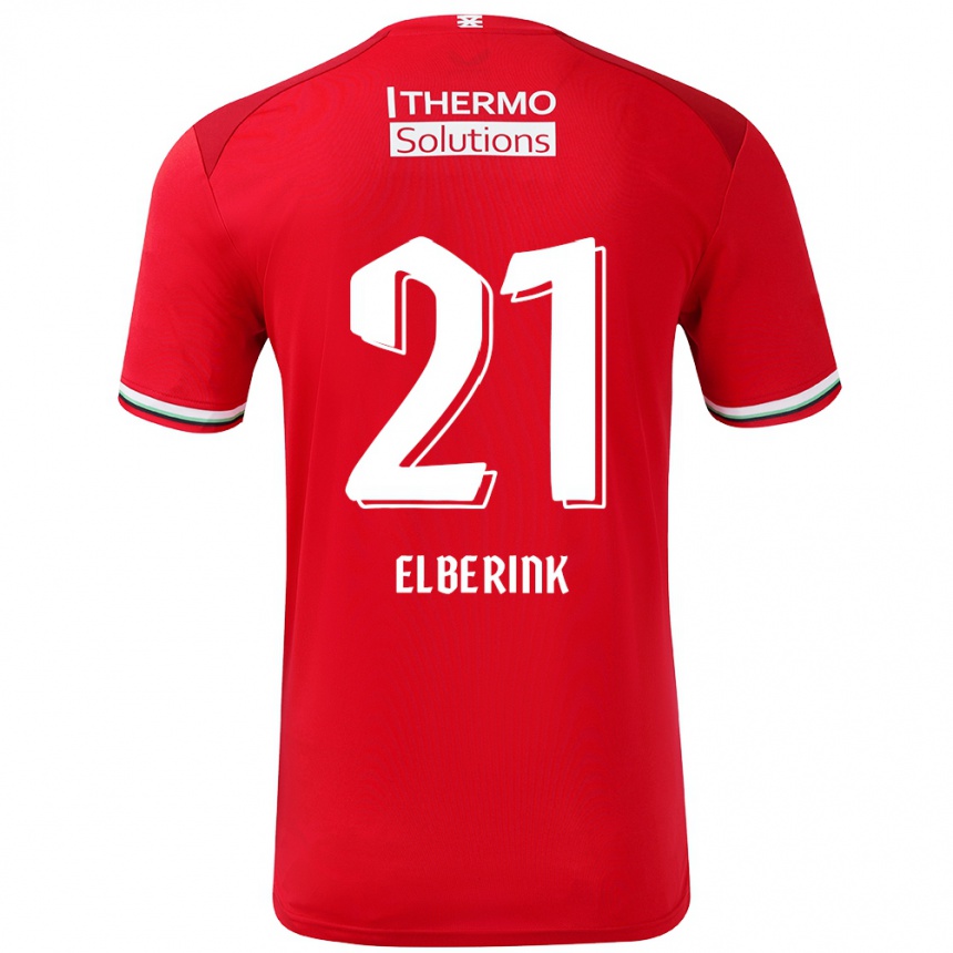 Men Football Eva Oude Elberink #21 Red White Home Jersey 2024/25 T-Shirt Za