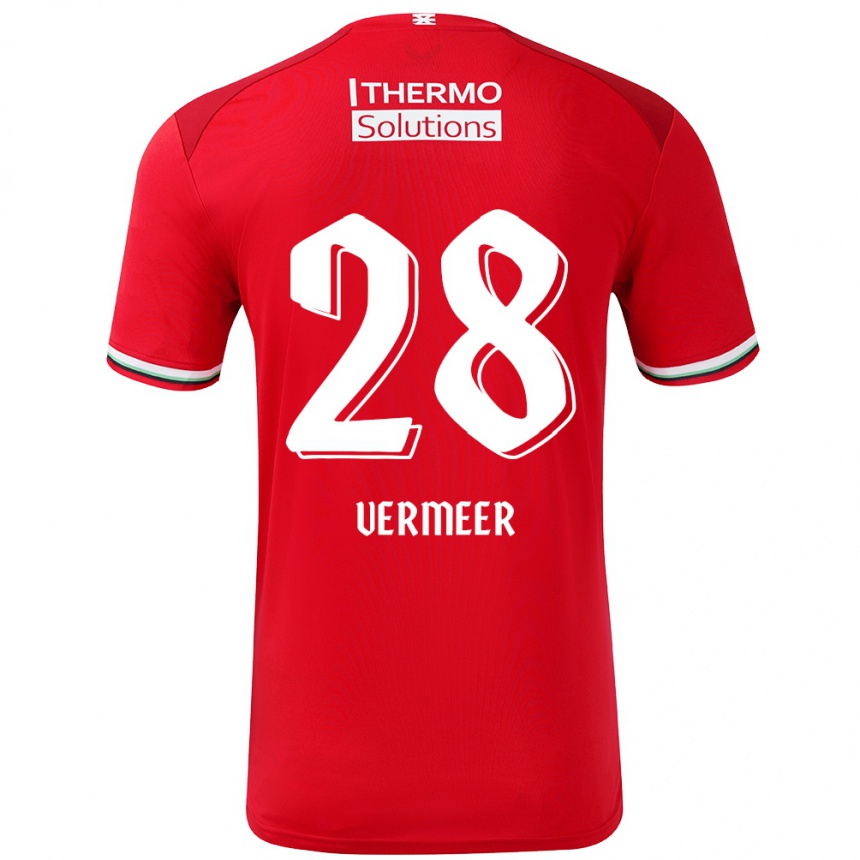 Men Football Sofie Rianne Vermeer #28 Red White Home Jersey 2024/25 T-Shirt Za