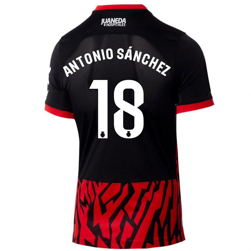 Men Football Antonio Sánchez #18 Black Red Home Jersey 2024/25 T-Shirt Za