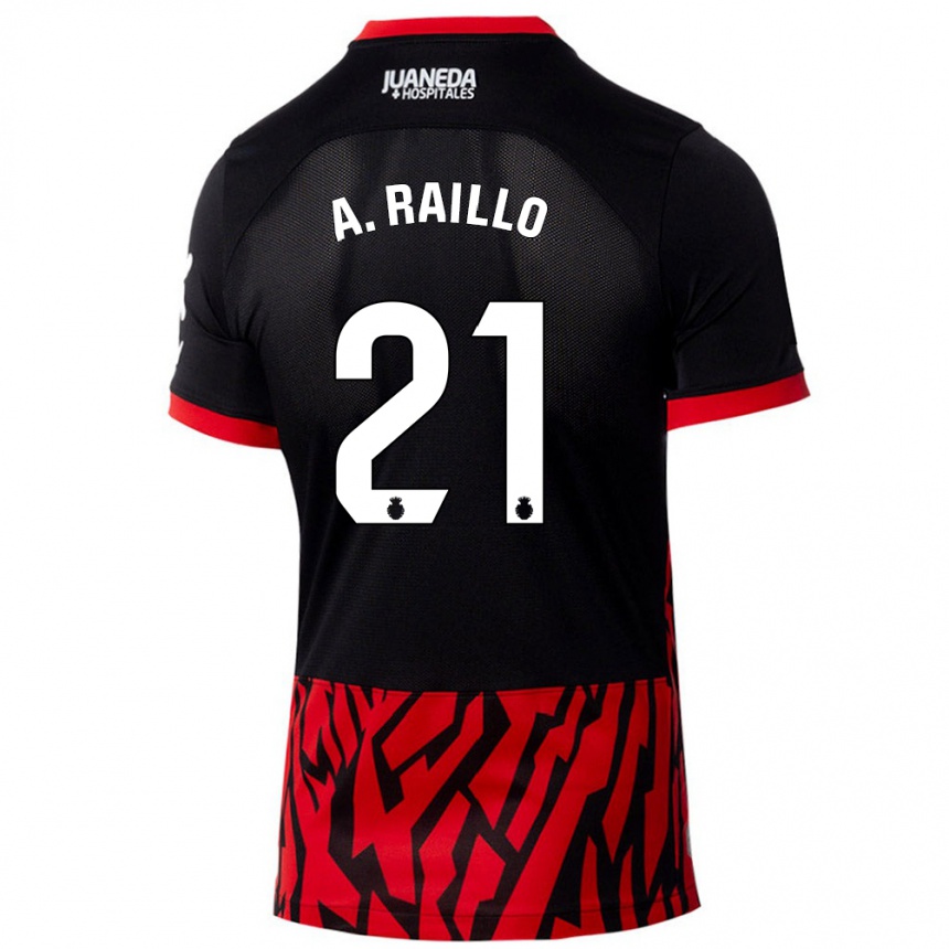 Men Football Antonio Raíllo #21 Black Red Home Jersey 2024/25 T-Shirt Za