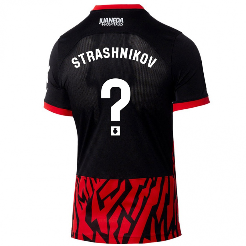 Men Football Nikolay Strashnikov #0 Black Red Home Jersey 2024/25 T-Shirt Za