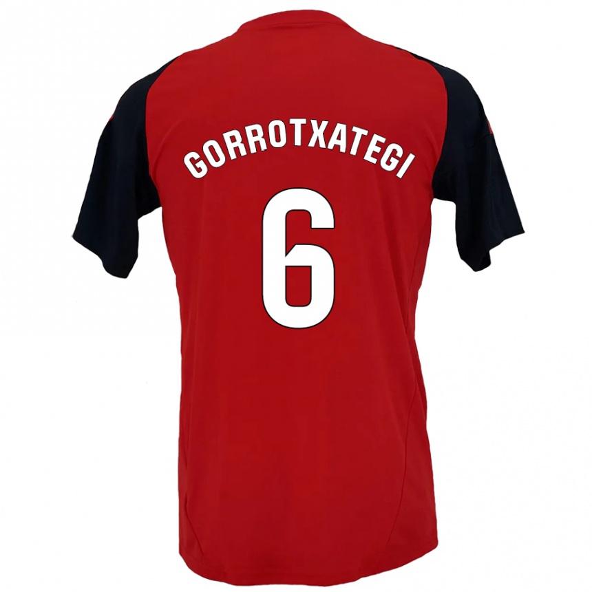 Men Football Jon Gorrotxategi #6 Red Black Home Jersey 2024/25 T-Shirt Za