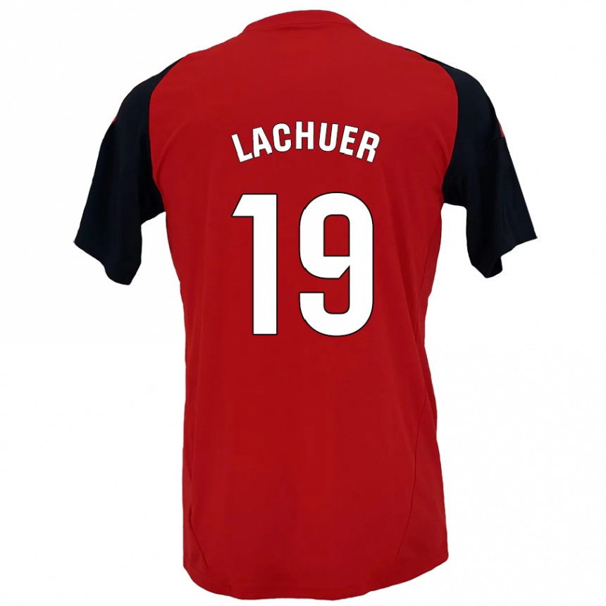 Men Football Mathis Lachuer #19 Red Black Home Jersey 2024/25 T-Shirt Za